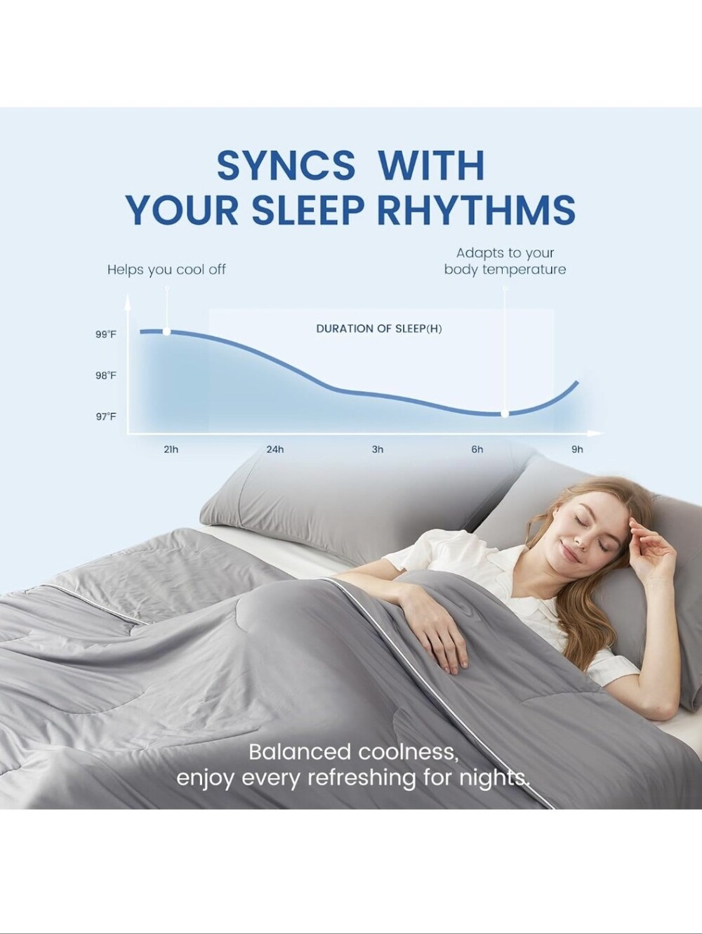 COZY BLISS Cooling Grey Bedding - Breathable Comfort